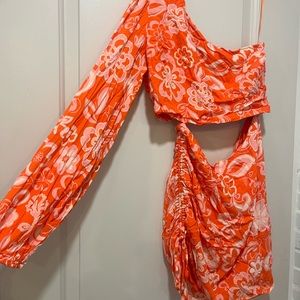 Vici Maureena Orange Floral Cut Out Mini Dress